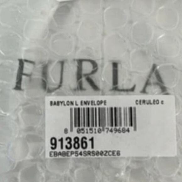 Furla RARE Babylon Leather Envelope Pouch in Ceruleo Blue NWT Retail $139